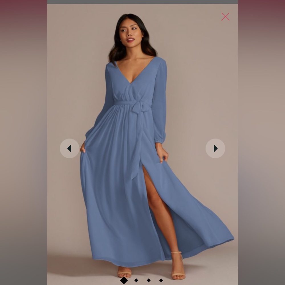 David’s bridal steel blue bridesmaid dress